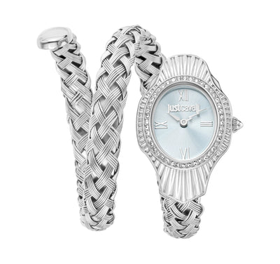 Just Cavalli Signature Snake Intrecciato Argento Turchese