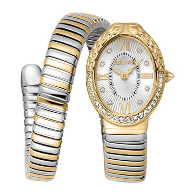 Just Cavalli Signature Snake Fiore Argento Oro Giallo