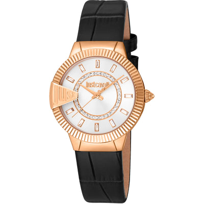 Just Cavalli Glam Chic Punta Pelle Nera Oro Rosa