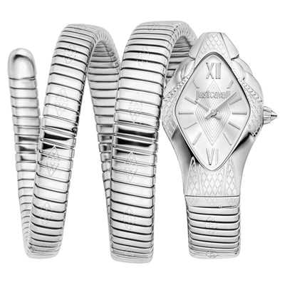 Just Cavalli Signature Snake Cristallo Argento