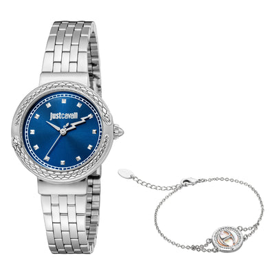 Just Cavalli SET Coraggioso Serpente Argento Blu
