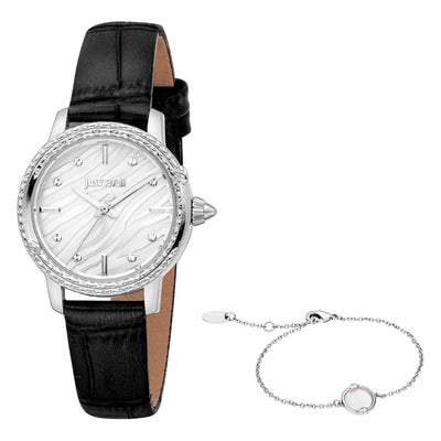 Just Cavalli SET Euforia Snake Pelle Nera Argento