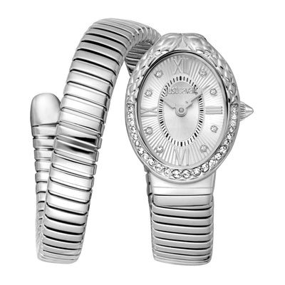 Just Cavalli Signature Snake Fiore Argento